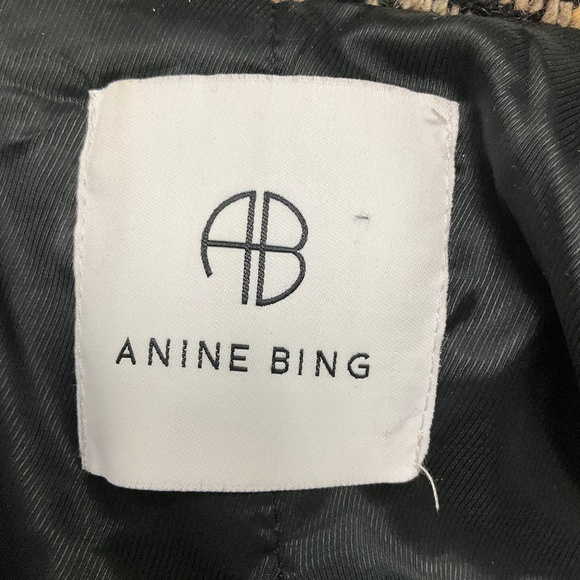 ANINE BING TAN / BLACK DIANA DOUBLE BREASTED HERRINGBONE PATTERN JACKET - Picture 4 of 5